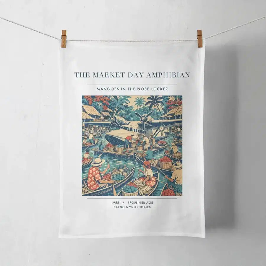 VINTAGE G4404 - The Market Day Amphibian - Designed Towels design on white