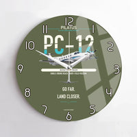 Thumbnail for Pilatus PC-12 PRO design on green army no frame wall clock
