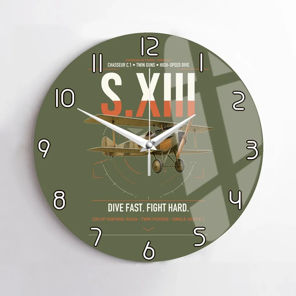 SPAD S.XIII C.1 design on green army no frame wall clock