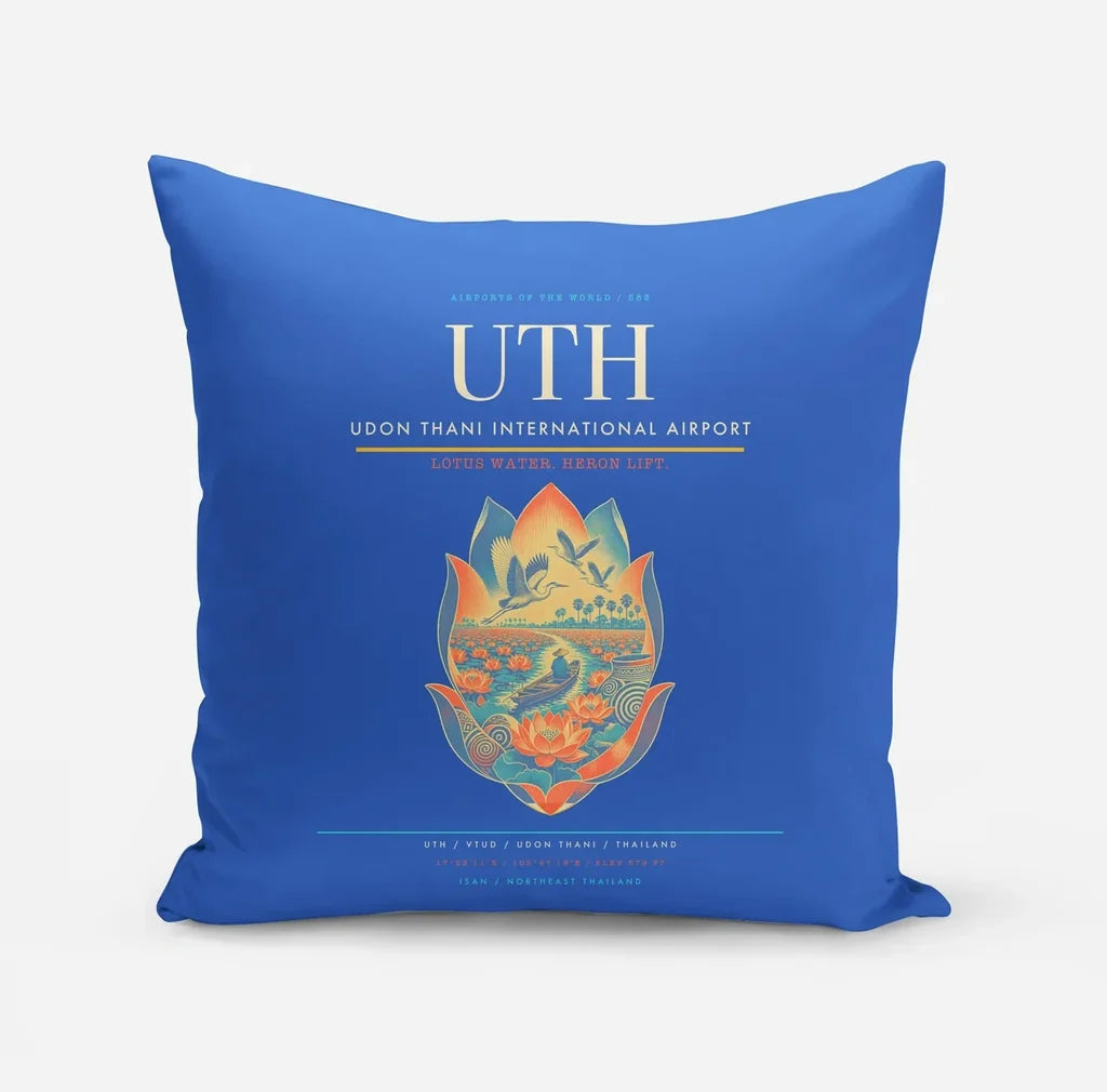 Udon Thani International Airport (UTH) design on blue pillow
