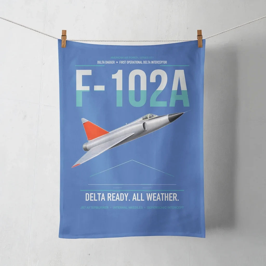 F-102A Delta Dagger design on blue towel