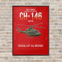 Thumbnail for Bell Canada CH-146 Griffon vertical canvas print - framed - red background