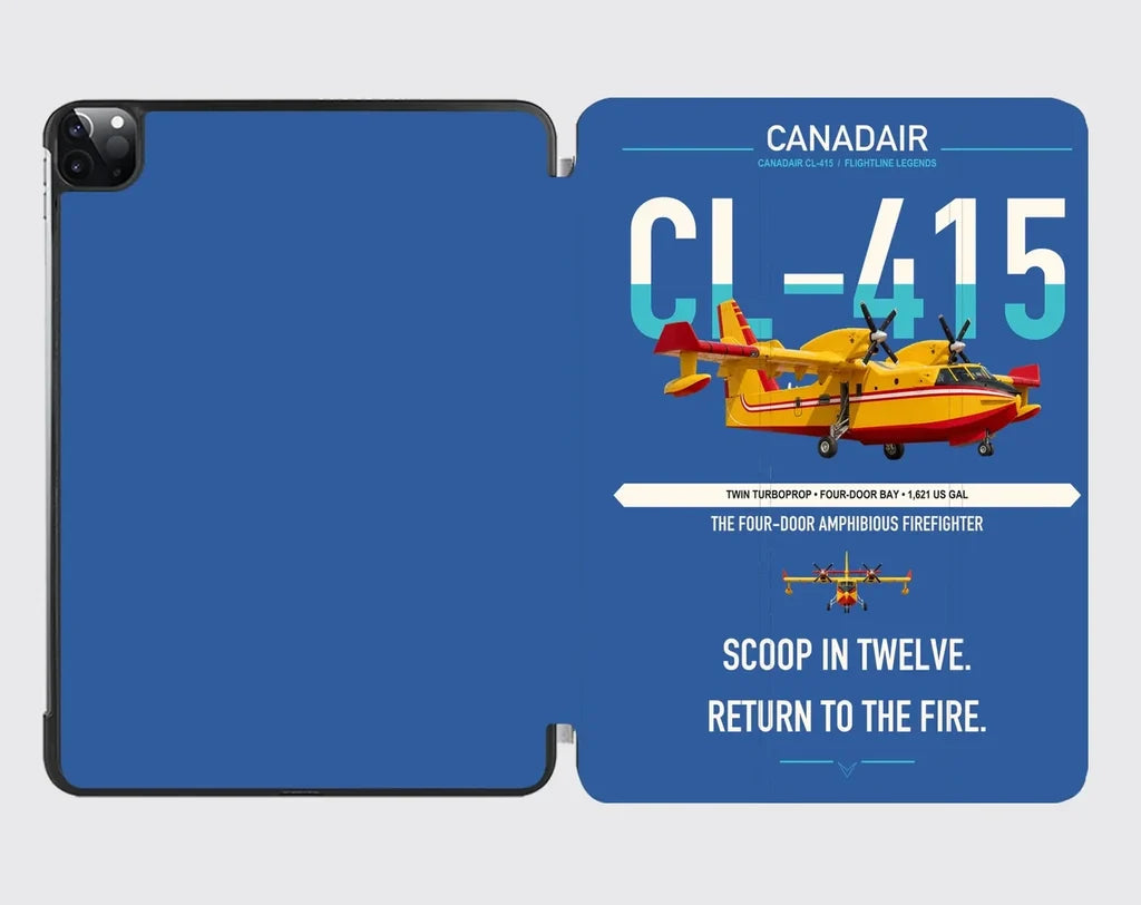 Canadair CL-415 design on blue ipad tablet case