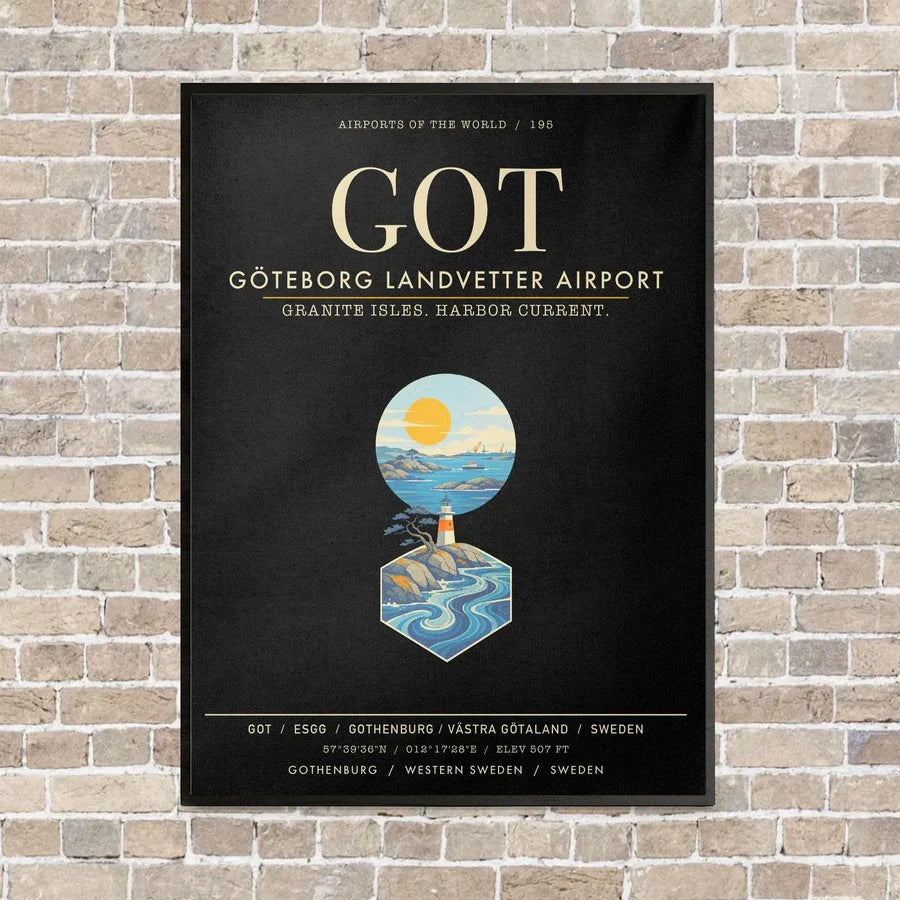 Goteborg Landvetter Airport GOT - Canvas Framed - Black