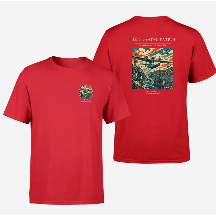 VINTAGE G4035 - The Coastal Patrol - Double-Side T-Shirt design on red double side t shirt