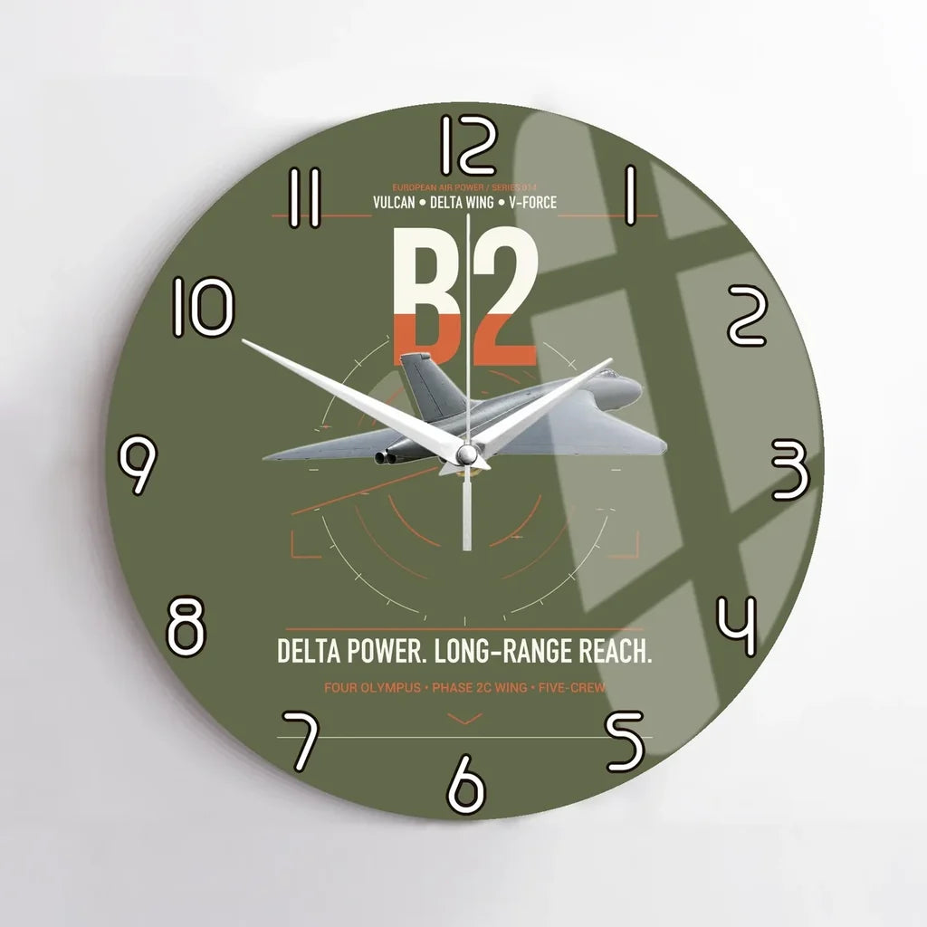 Avro Vulcan B2 design on green army no frame wall clock