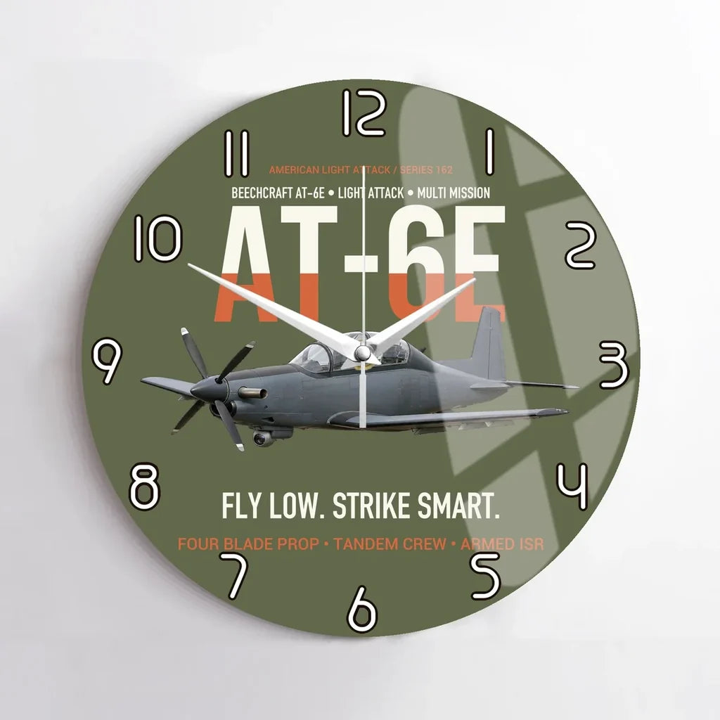 AT-6E Wolverine Light Attack design on green army no frame wall clock