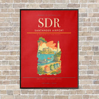 Thumbnail for Santander Airport SDR vertical canvas print - framed - red background