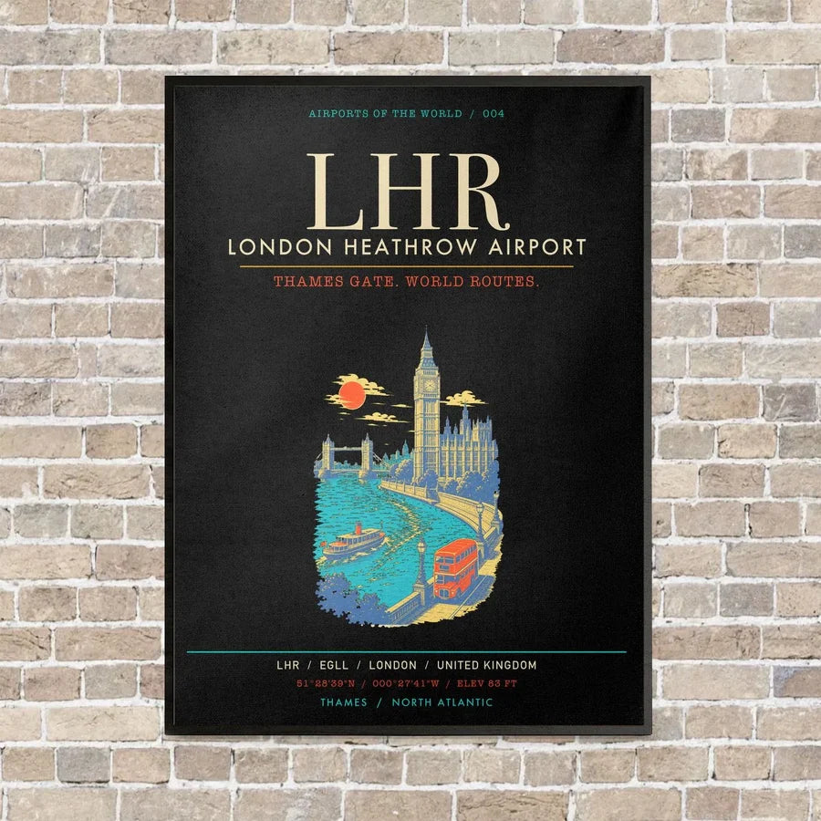 London Heathrow Airport LHR - Canvas Framed - Black