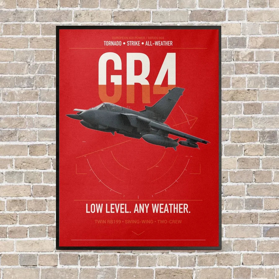 Panavia Tornado GR4 vertical canvas print - framed - red background