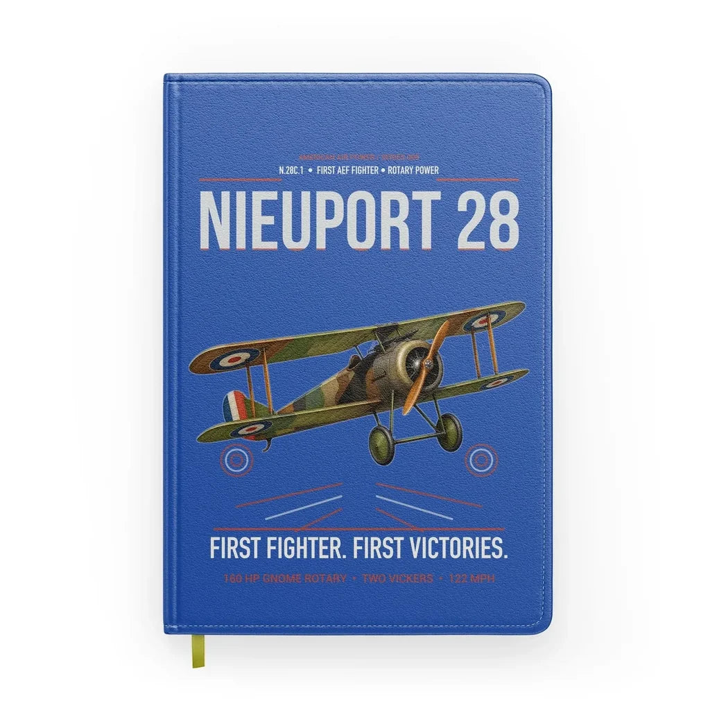 Nieuport 28C.1 design on blue notebook