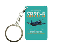 Thumbnail for SB2C-5 Helldiver design on turquoise designed key chain, double-side print