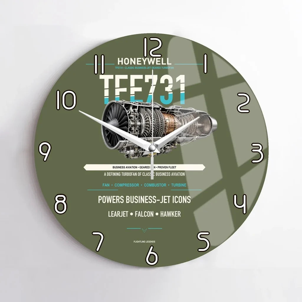 TFE731 design on green army no frame wall clock