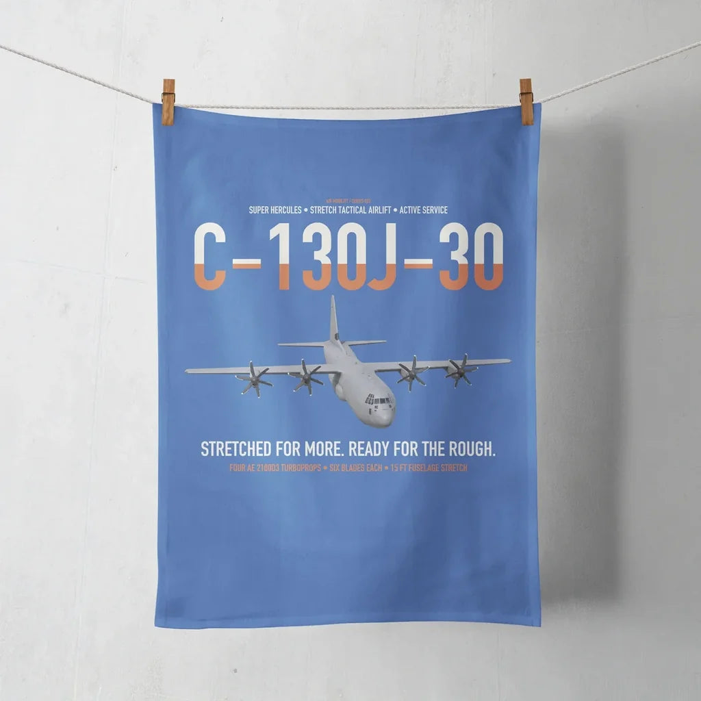 C-130J-30 Super Hercules design on blue towel
