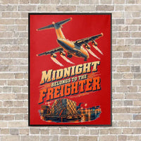 Thumbnail for Midnight Belongs To The Freighter vertical canvas print - framed - red background