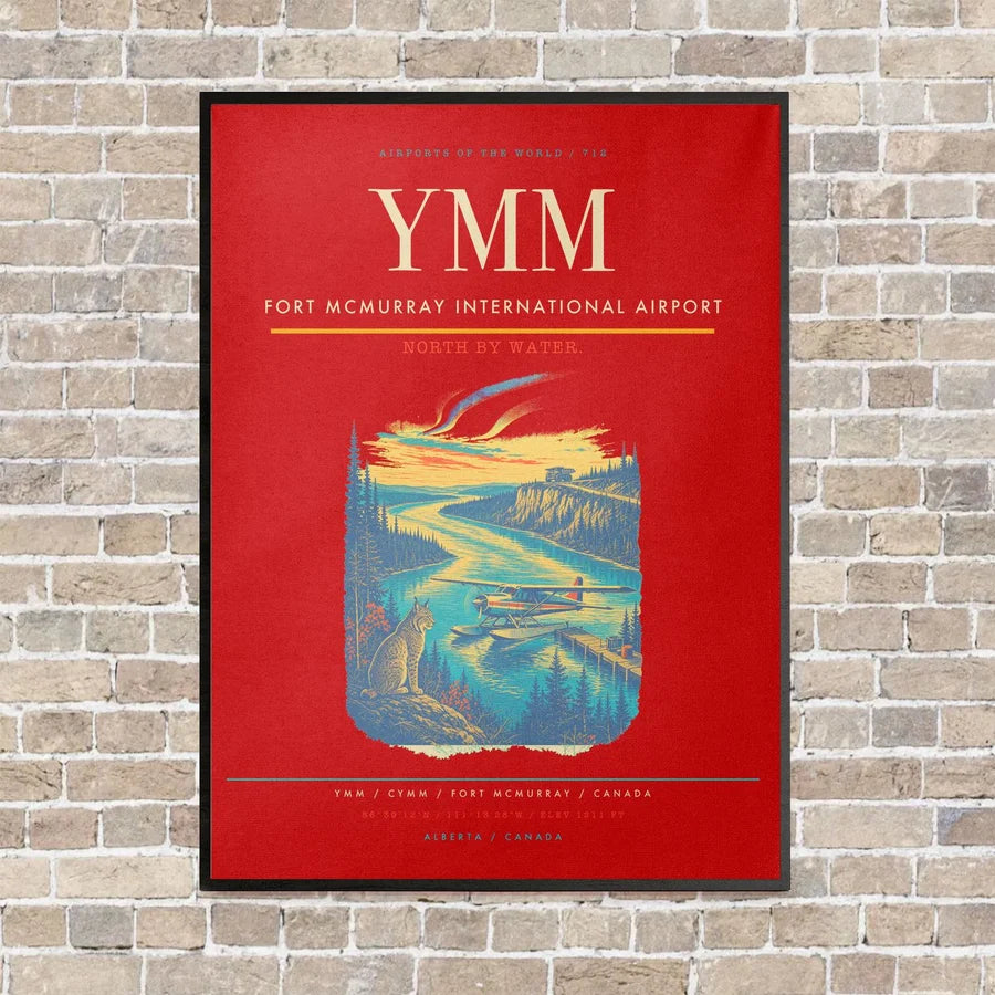 Fort McMurray International Airport YMM vertical canvas print - framed - red background