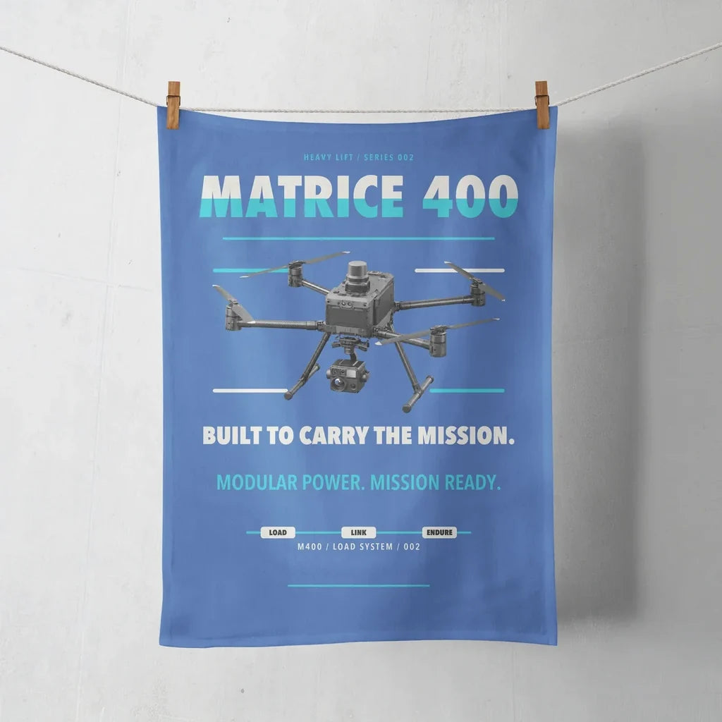DJI Matrice 400 design on blue towel