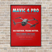 Thumbnail for DJI Mavic 4 Pro vertical canvas print - framed - red background