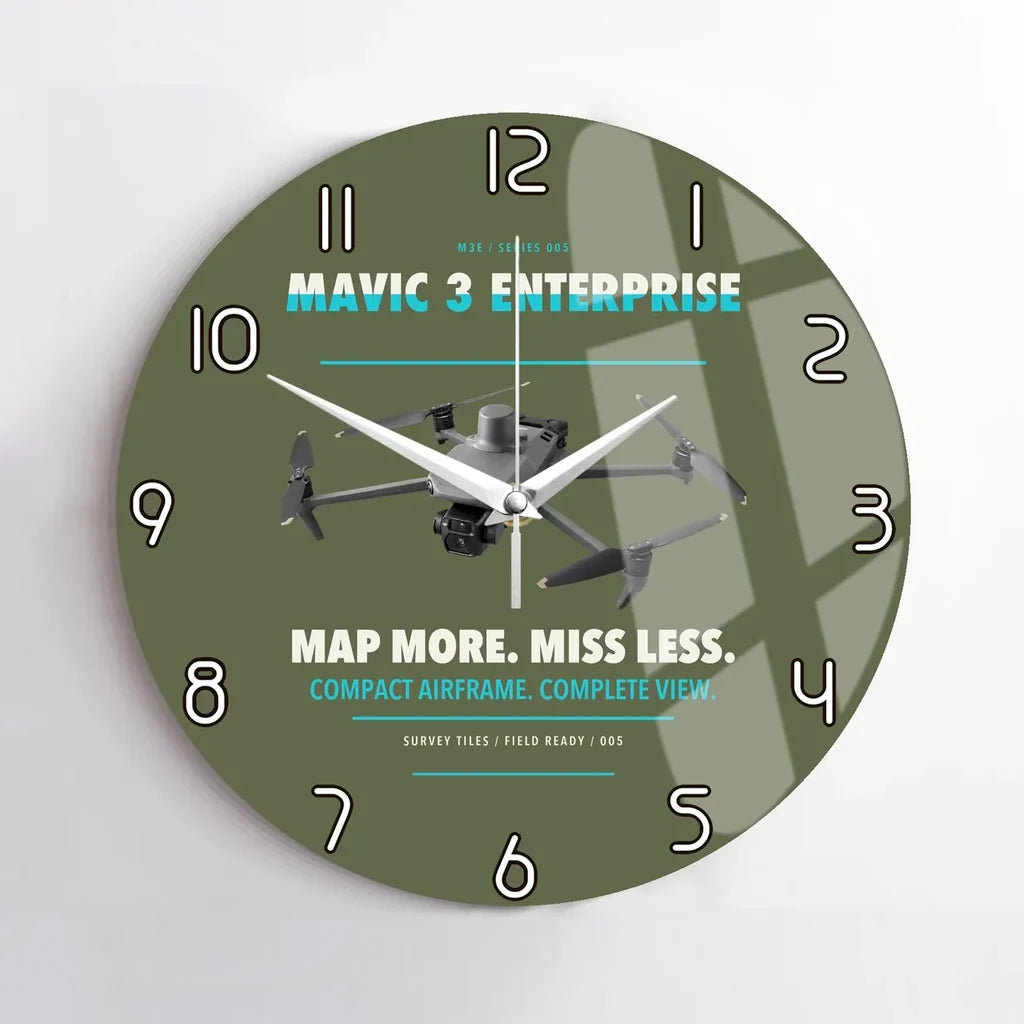DJI Mavic 3 Enterprise design on green army no frame wall clock