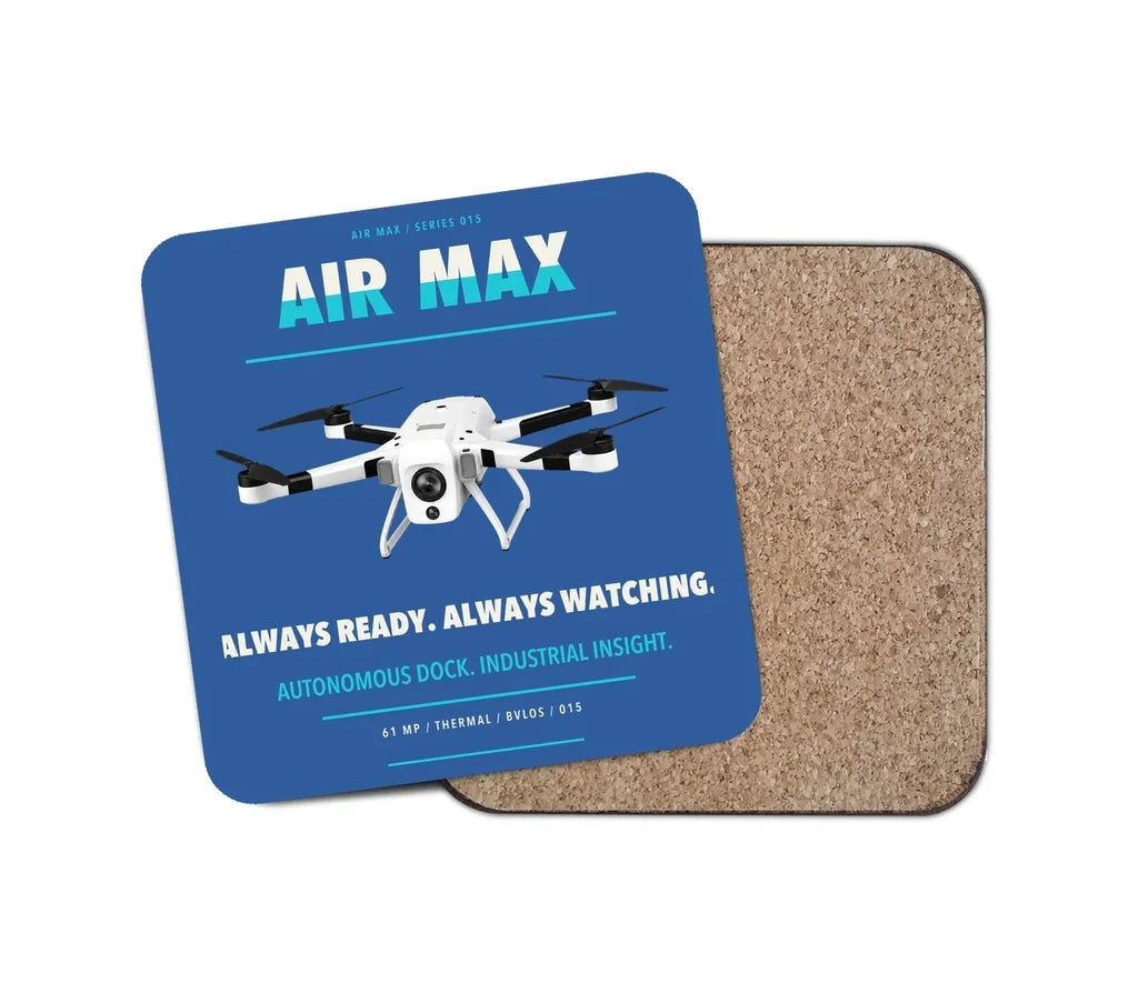 Percepto Air Max design on blue 1 piece coaster
