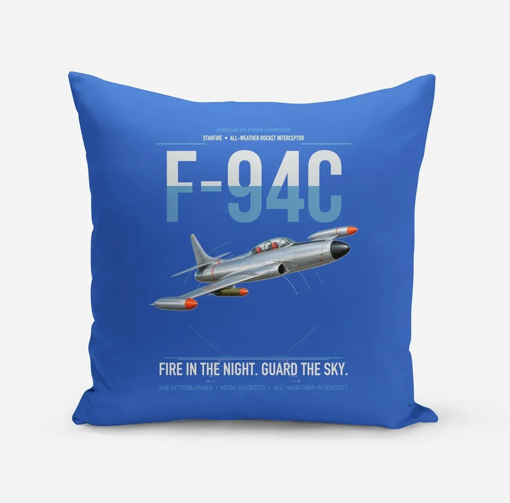 F-94C Starfire design on blue pillow