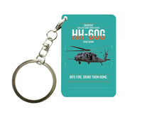 Thumbnail for Sikorsky HH-60G Pave Hawk design on turquoise designed key chain, double-side print