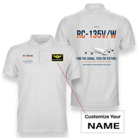 Thumbnail for RC-135V W Rivet Joint design on white+name double-side polo t-shirt, double-side print
