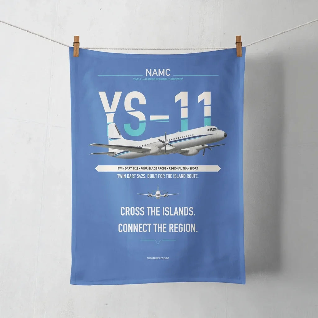 NAMC YS-11A design on blue towel