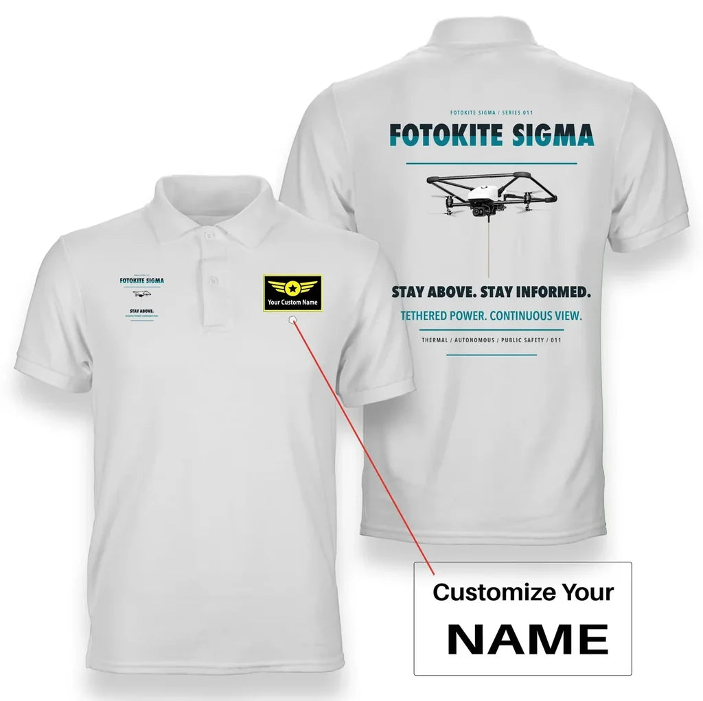 Fotokite Sigma design on white polo with custom name badge