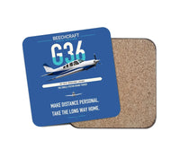 Thumbnail for Beechcraft Bonanza G36 design on blue 1 piece coaster