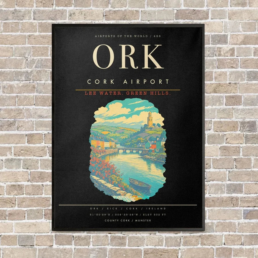 Cork Airport ORK - Canvas Framed - Black