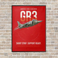 Thumbnail for Hawker Siddeley Harrier GR3 vertical canvas print - framed - red background