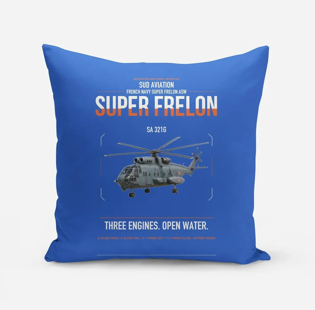 Sud Aviation SA 321G Super Frelon design on blue pillow