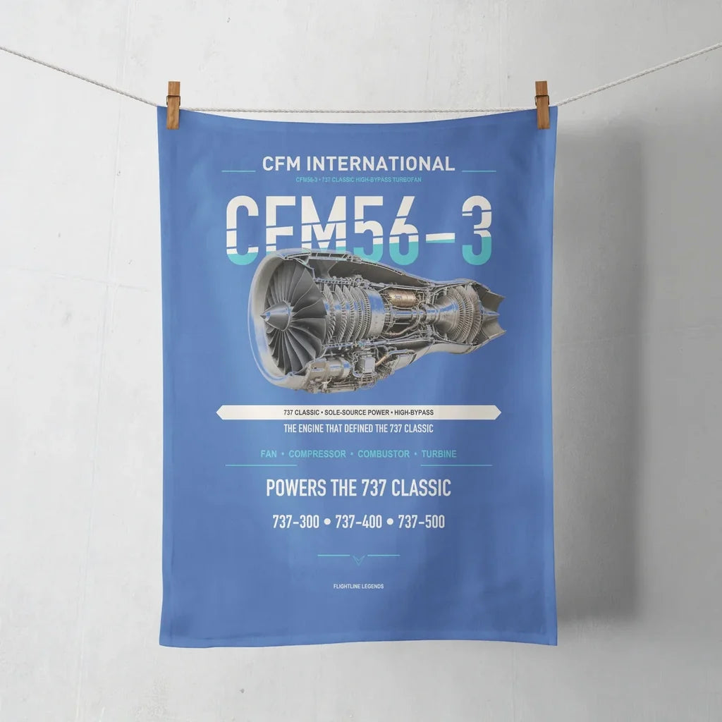 CFM56-3 design on blue towel