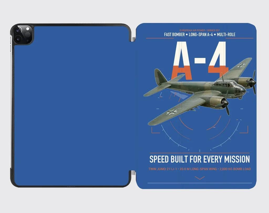 Junkers Ju 88A-4 design on blue ipad tablet case