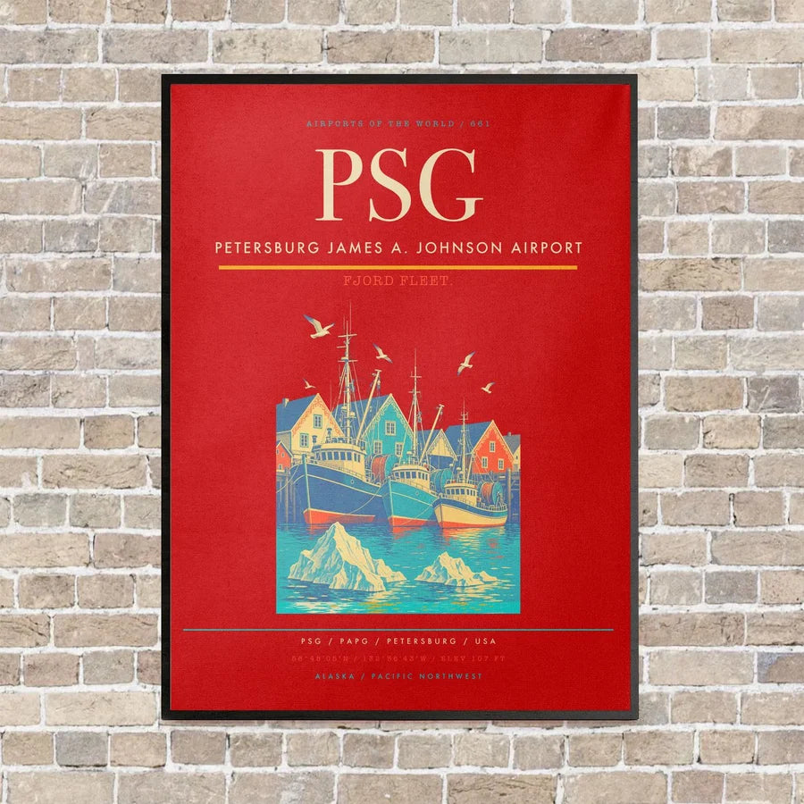 Petersburg James A. Johnson Airport PSG vertical canvas print - framed - red background