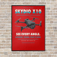Thumbnail for Skydio X10 vertical canvas print - framed - red background