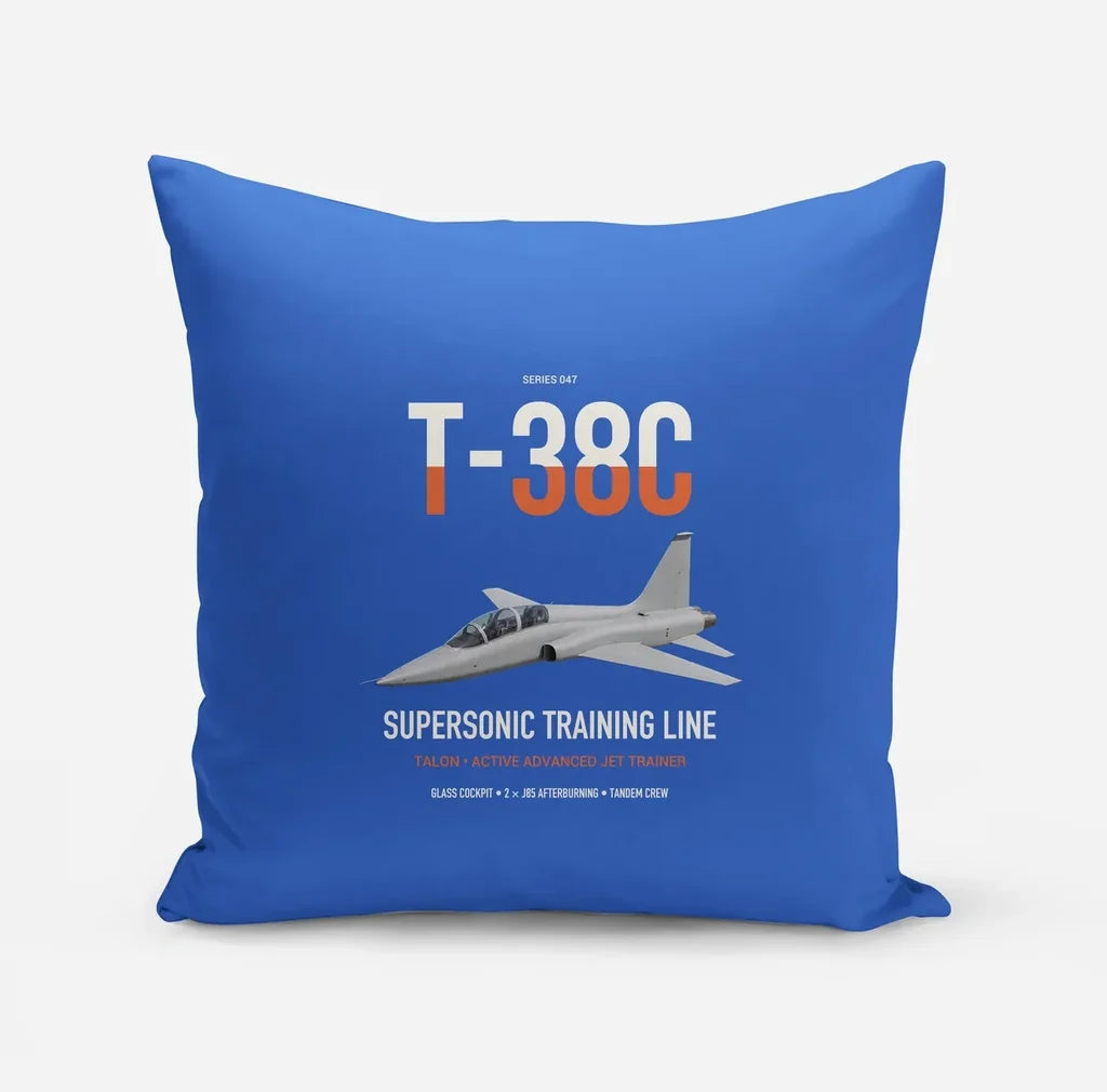 T-38C Talon design on blue pillow