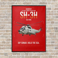 Thumbnail for Sikorsky SH-3H Sea King vertical canvas print - framed - red background