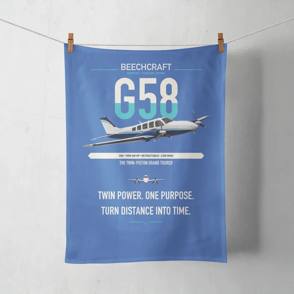 Beechcraft Baron G58 design on blue towel
