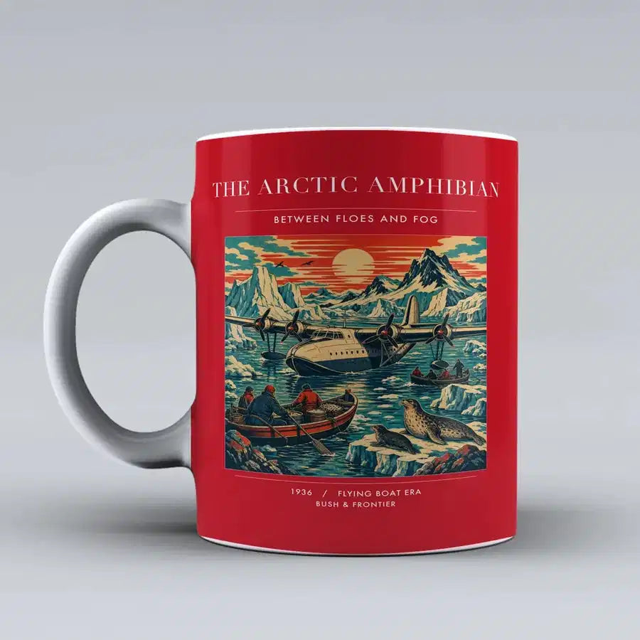 VINTAGE G4076 - The Arctic Amphibian - Ceramic Mug design on red
