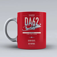 Thumbnail for Diamond DA62 design on red ceramic mug, double-side print