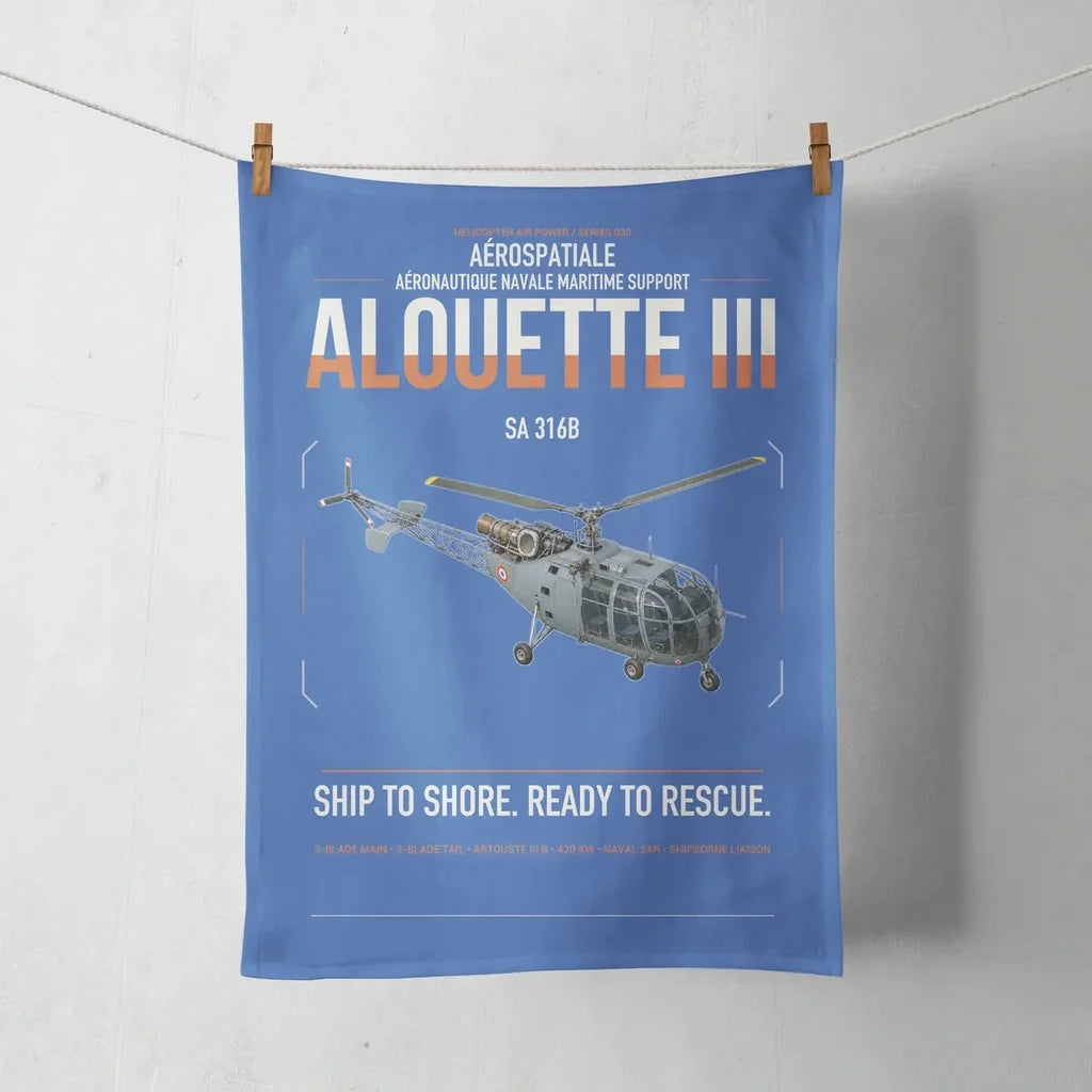 Aérospatiale SA 316B Alouette III design on blue towel