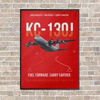Thumbnail for KC-130J SUPER HERCULES vertical canvas print - framed - red background