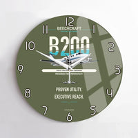 Thumbnail for Beechcraft King Air B200 design on green army no frame wall clock