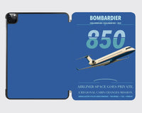 Thumbnail for Bombardier Challenger 850 design on blue ipad tablet case