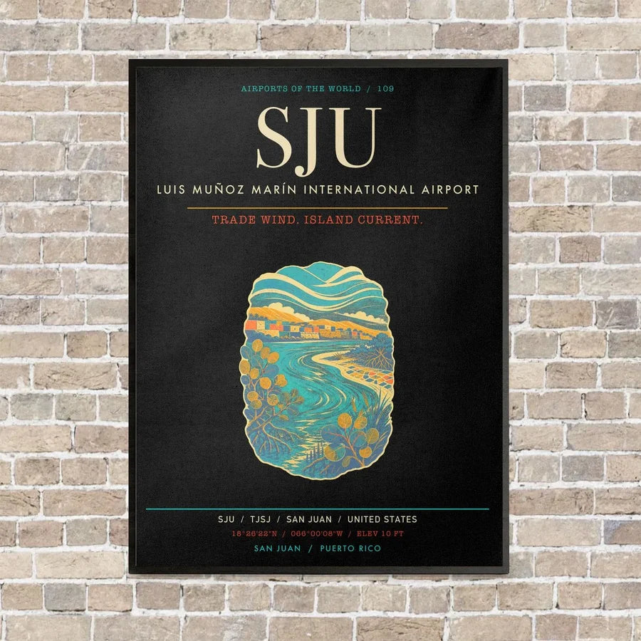 Luis Munoz Marin International Airport San Juan SJU - Canvas Framed - Black