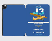Thumbnail for Piper J-3 Cub design on blue ipad tablet case