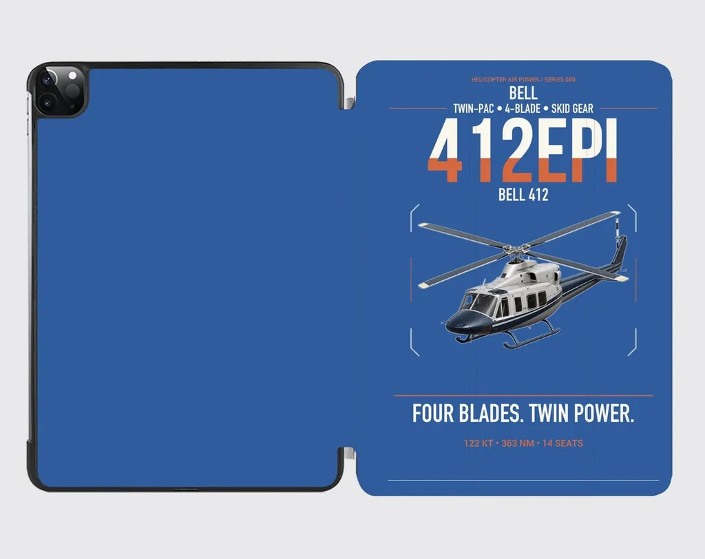 Bell 412EPI design on blue ipad tablet case