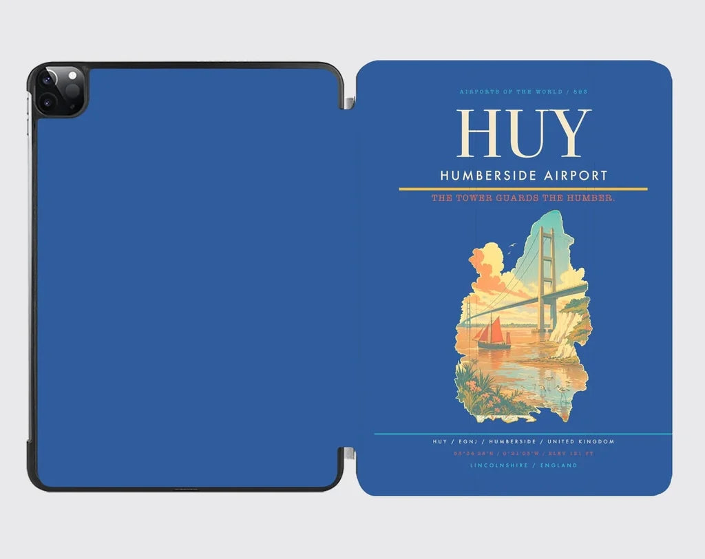 Humberside Airport (HUY) design on blue ipad tablet case